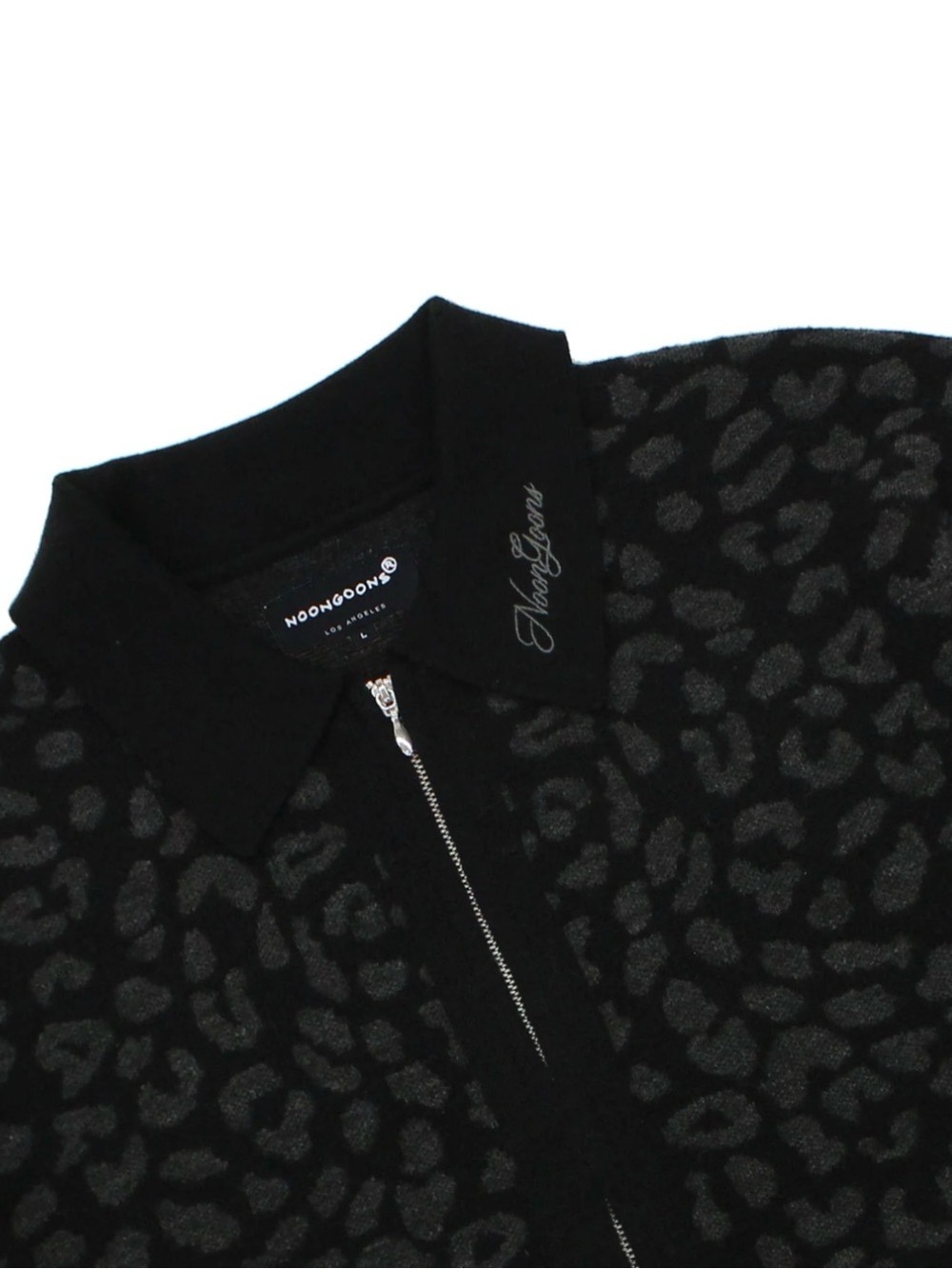 Noon Goons Men’s Black Leopard Zip Sweater